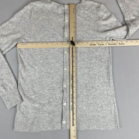 ANN TAYLOR LOFT Long Sleeve Button Back Sweater Women’s Med Light Grey Academia - Picture 12 of 13
